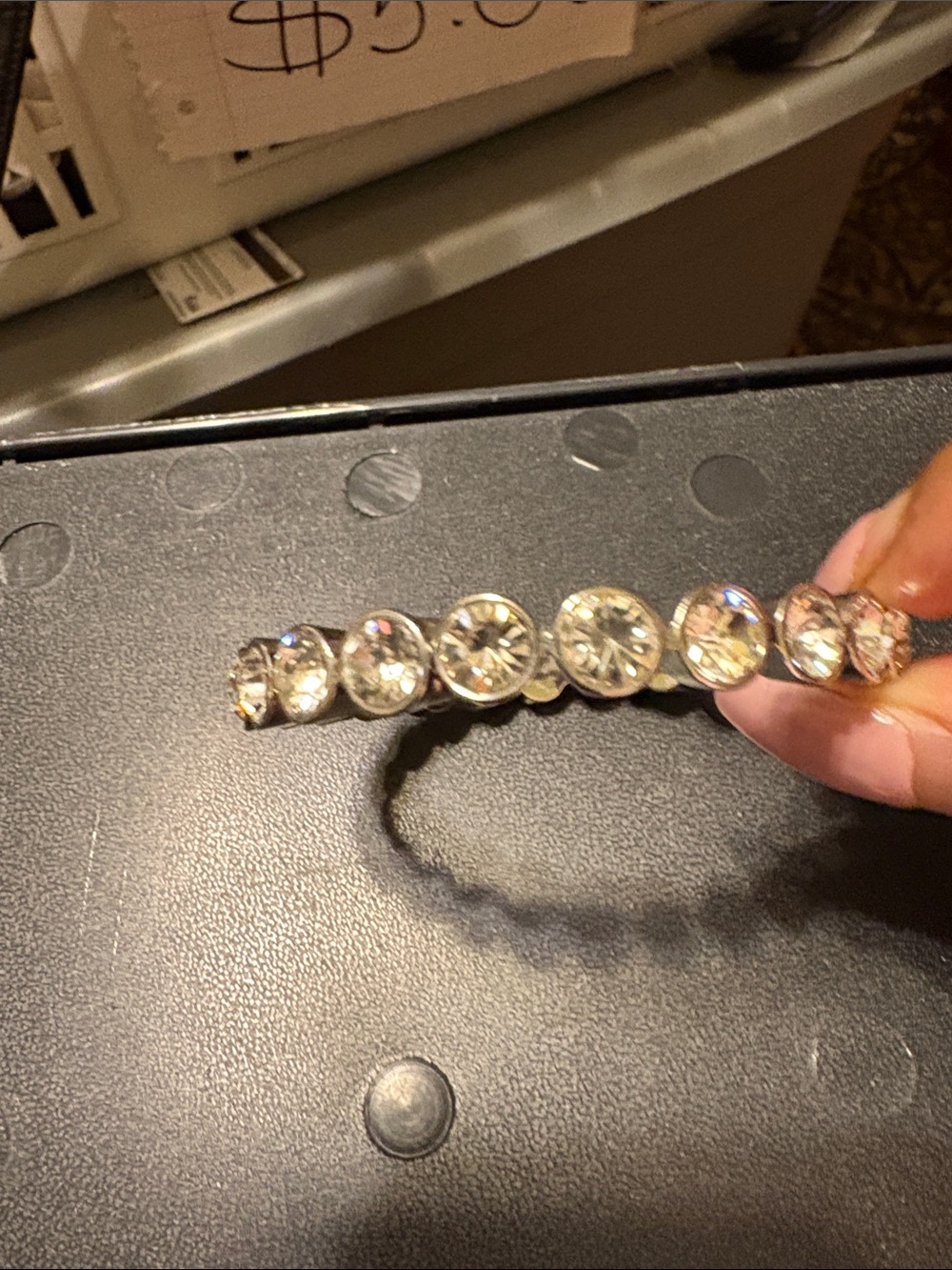 Crystal Rhinestone Stretch Bracelet - Clear and Gold